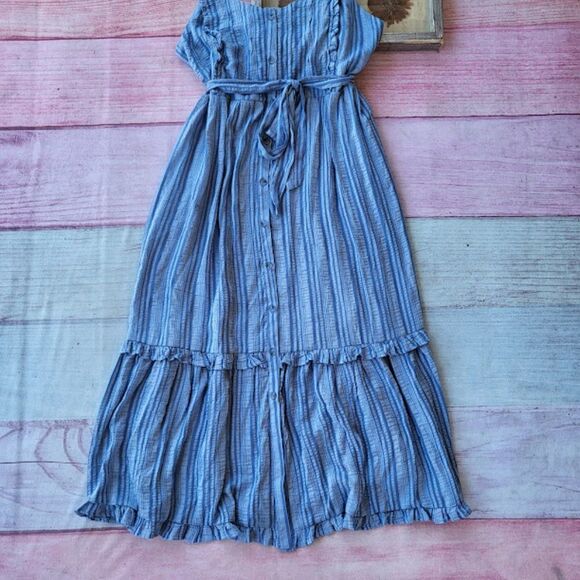 Pinkblush David & Dani Blue Striped Button Front Plus Maternity Midi Dress‎ 2X - Picture 7 of 10